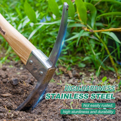 2-in-1 Hand Hoe & Cultivator,14" Garden Tool with Wood Handle
