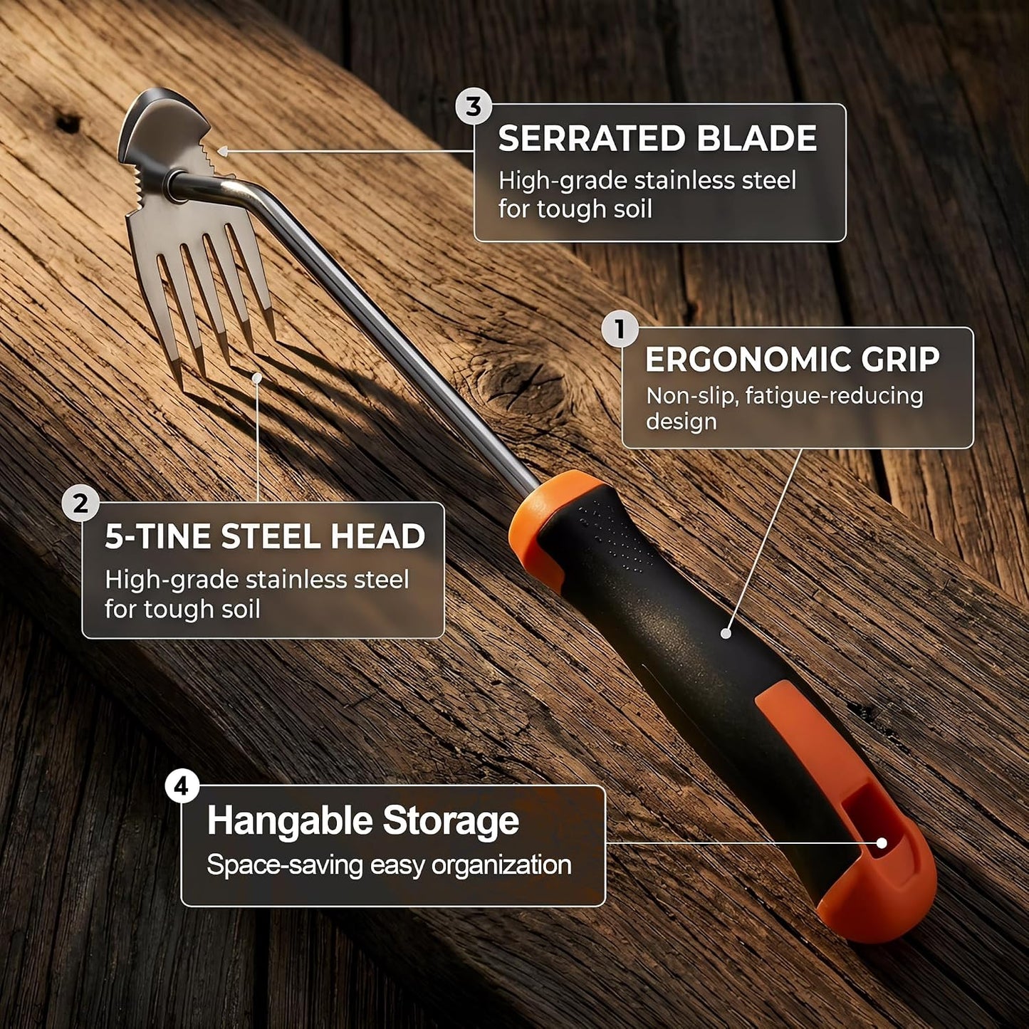Weed Remover Tool, Hand Weeder Puller Tool, Portable Garden Weeder Tool for Vegetable Gardening Backyard Farm Planting & Uprooting Weeding Tool (Rubber Handle)