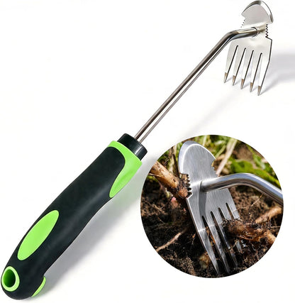 Weed Remover Tool, Hand Weeder Puller Tool, Portable Garden Weeder Tool for Vegetable Gardening Backyard Farm Planting & Uprooting Weeding Tool (Rubber Handle)