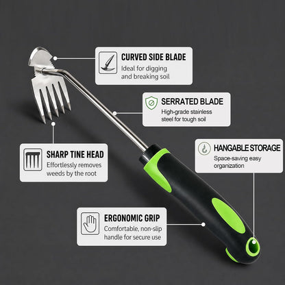 Weed Remover Tool, Hand Weeder Puller Tool, Portable Garden Weeder Tool for Vegetable Gardening Backyard Farm Planting & Uprooting Weeding Tool (Rubber Handle)
