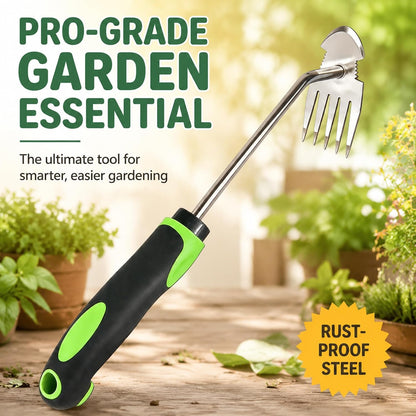 Weed Remover Tool, Hand Weeder Puller Tool, Portable Garden Weeder Tool for Vegetable Gardening Backyard Farm Planting & Uprooting Weeding Tool (Rubber Handle)