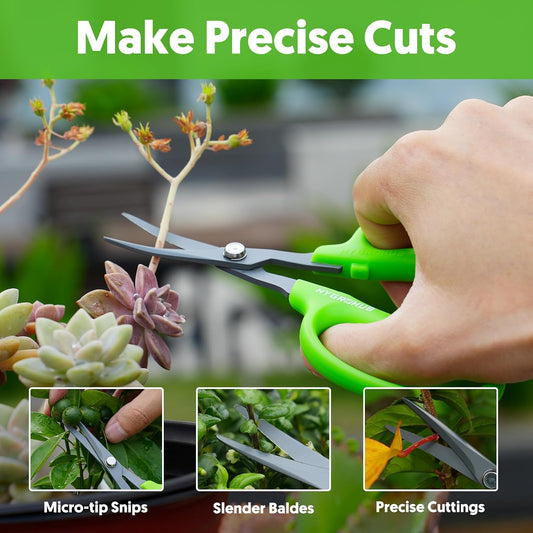 Garden Scissors, 6-in Curved Blade Pruning Shears, Non-Stick Coated Steel