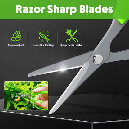 Garden Scissors, 6-in Curved Blade Pruning Shears, Non-Stick Coated Steel