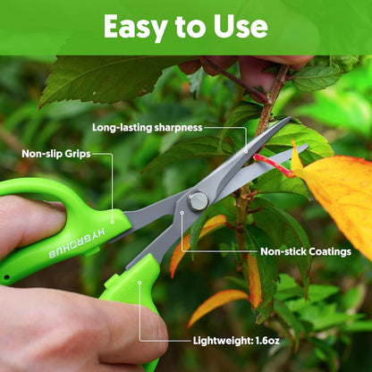Garden Scissors, 6-in Curved Blade Pruning Shears, Non-Stick Coated Steel