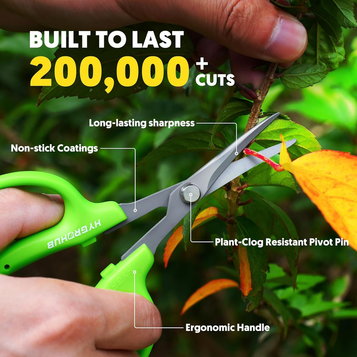 Garden Scissors, 6-in Curved Blade Pruning Shears, Non-Stick Coated Steel