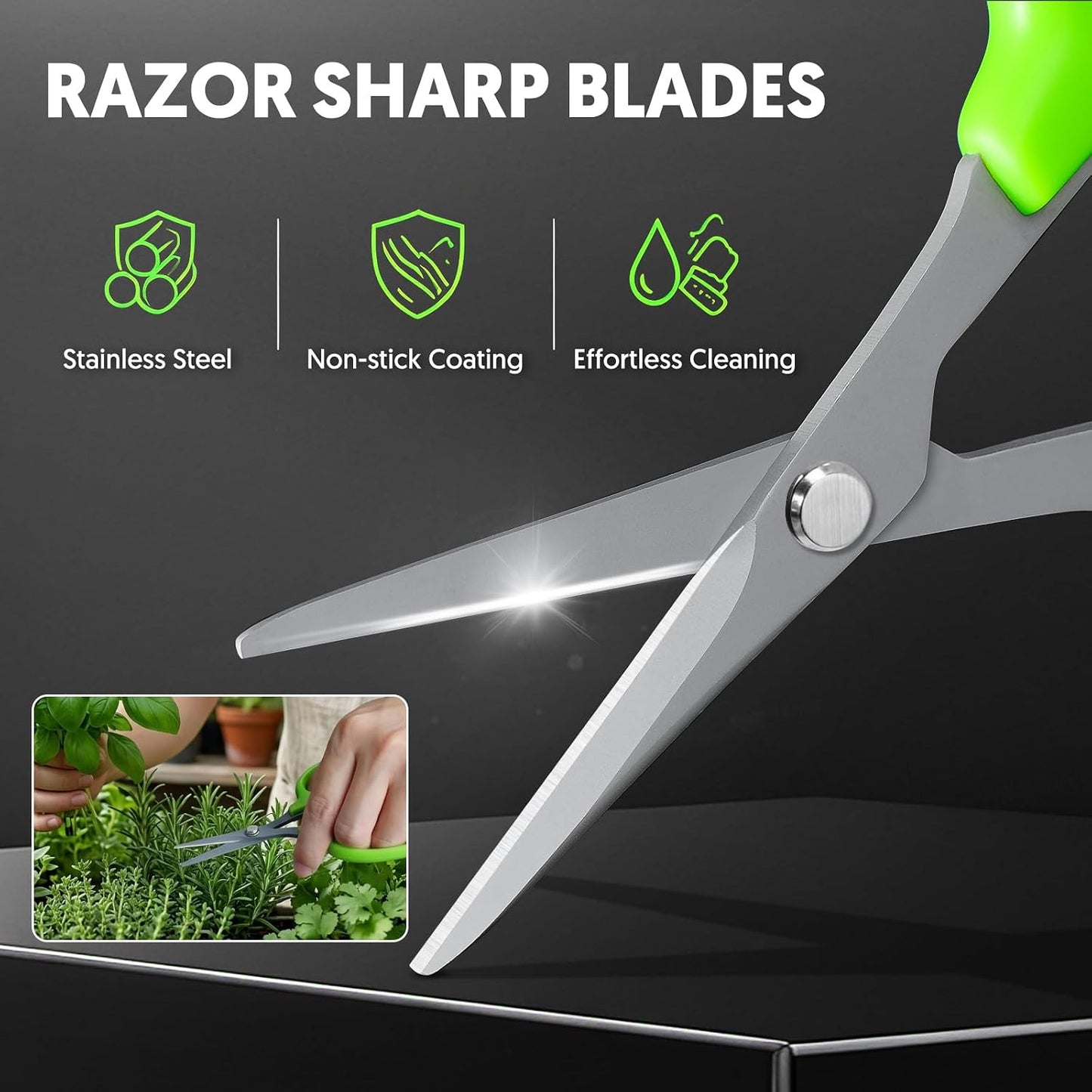 Garden Scissors, 6-in Curved Blade Pruning Shears, Non-Stick Coated Steel