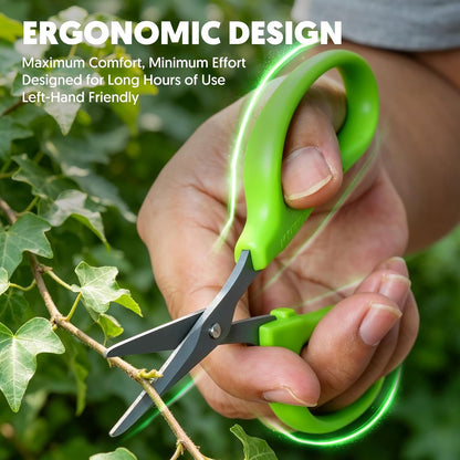 Garden Scissors, 6-in Curved Blade Pruning Shears, Non-Stick Coated Steel