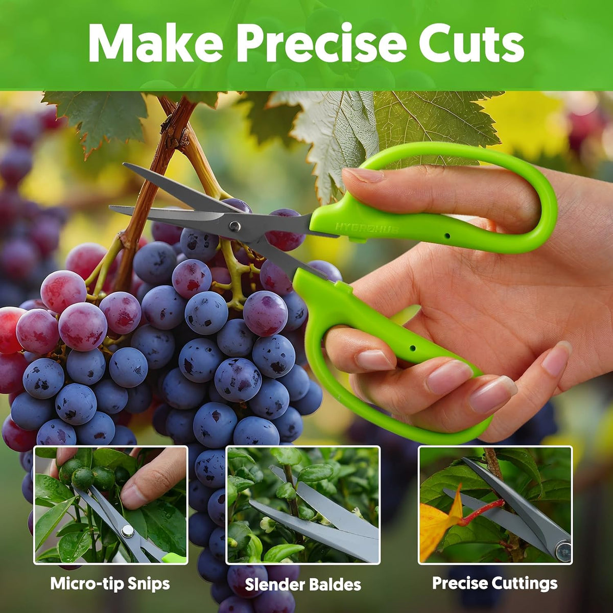 Garden Scissors, 6-in Curved Blade Pruning Shears, Non-Stick Coated Steel
