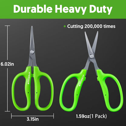 Garden Scissors, 6-in Curved Blade Pruning Shears, Non-Stick Coated Steel