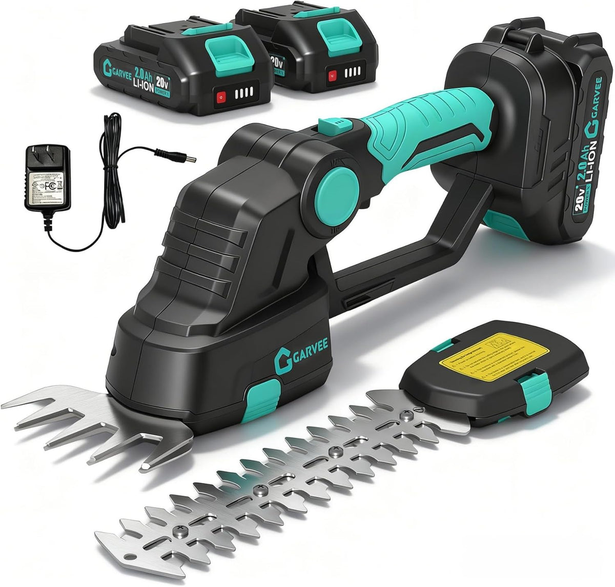 20V 2-in-1 Cordless Hedge Trimmer with 2 Batteries