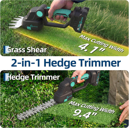 20V 2-in-1 Cordless Hedge Trimmer with 2 Batteries