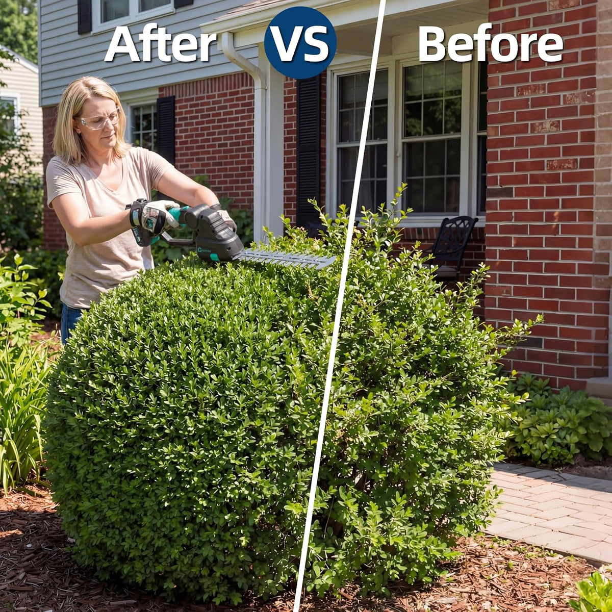 20V 2-in-1 Cordless Hedge Trimmer with 2 Batteries