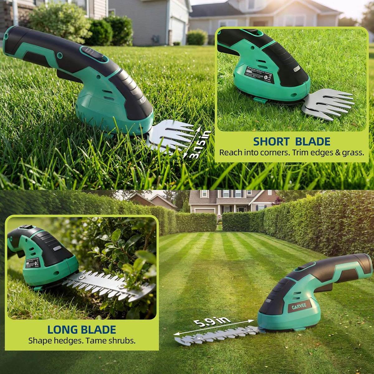 20V 2-in-1 Cordless Hedge Trimmer with 2 Batteries