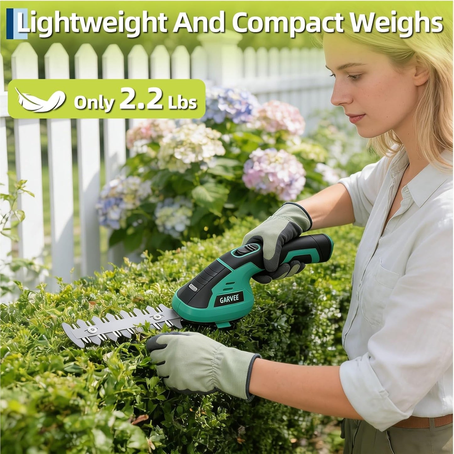 20V 2-in-1 Cordless Hedge Trimmer with 2 Batteries