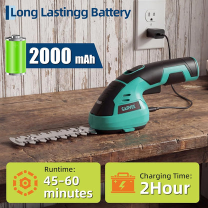20V 2-in-1 Cordless Hedge Trimmer with 2 Batteries