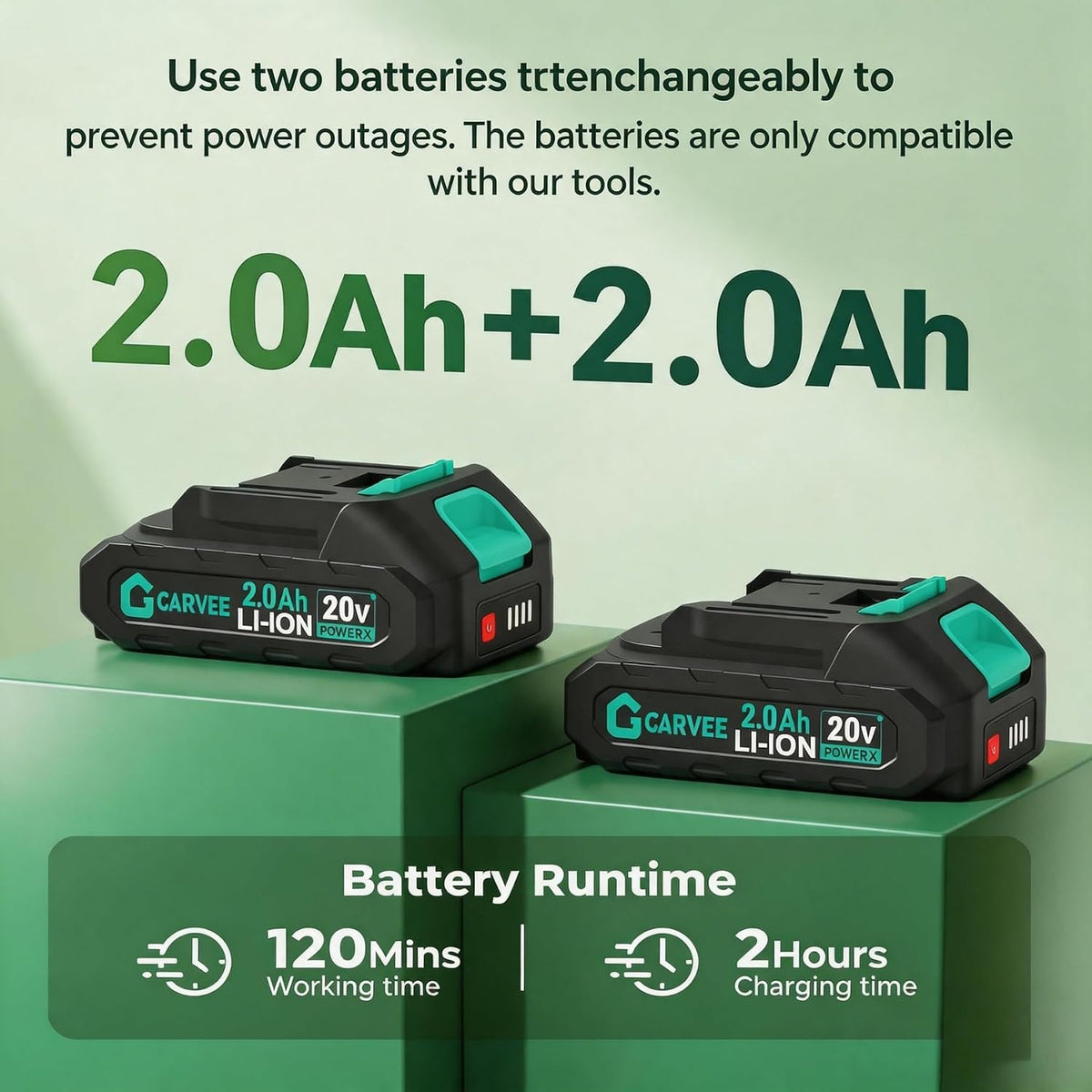 20V 2-in-1 Cordless Hedge Trimmer with 2 Batteries