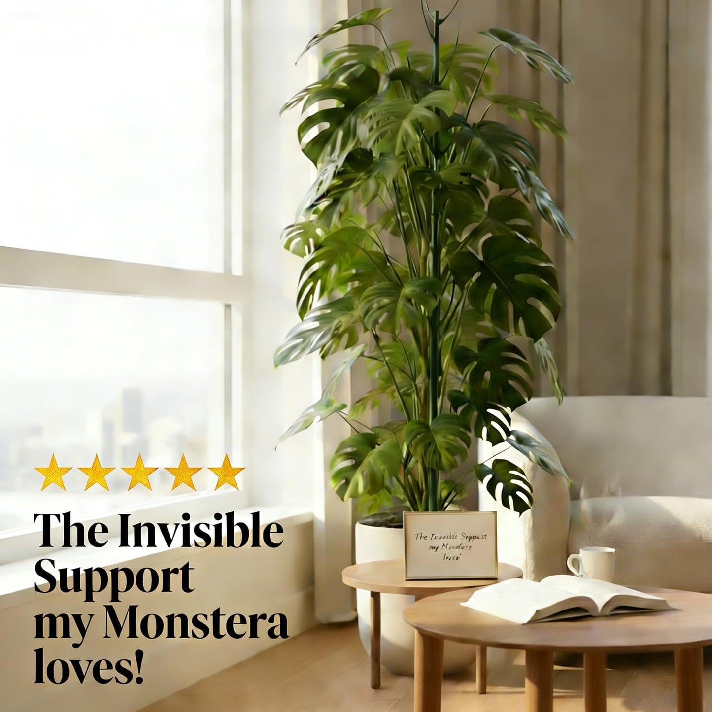 Tree Branch Plant Support Stakes – Stackable Plant Support Sticks with Clips & Velcro Tie – Natural Aesthetic Extendable Trellis for Indoor Plants, Monstera, Pot (Green-12 Pack)