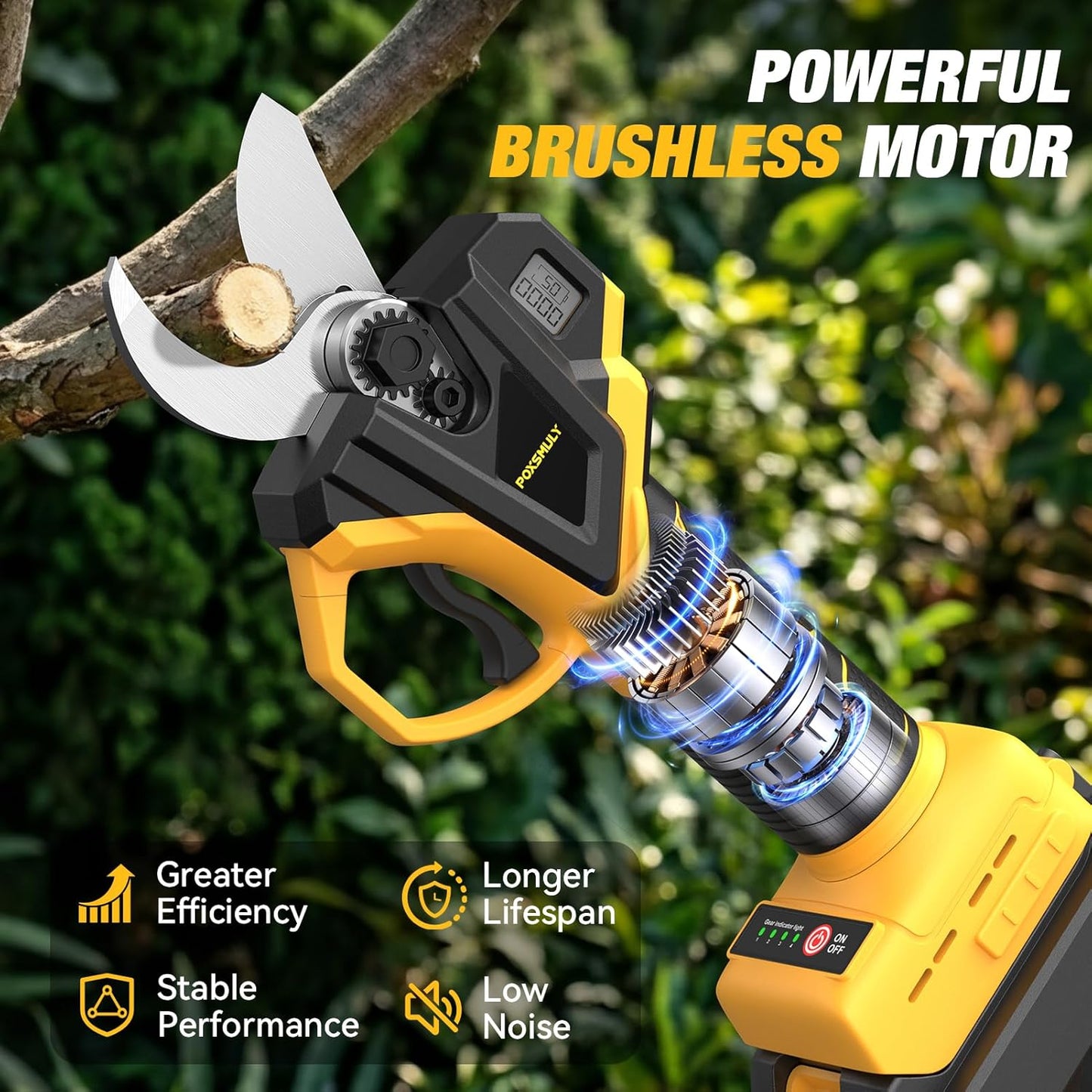 2-In-1 Electric Pruning Shears for De-walt 20v Max Battery, 1.6" Cutting Diameter Cordless Pole Pruners 20v - Brushless Motor, 4 Modes Electric Pruning Shears for Gardening & Tree Trimmer (No Battery)