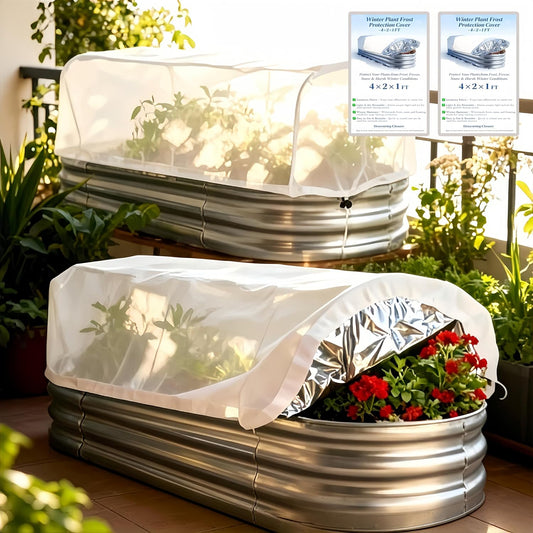 Plant Covers Freeze Protection, Rectangular Plant Cover for Winter, Frost Cloth Plant Freeze Protection for Outdoor Plants, Raised Garden Bed Cover,Winter Frost Blanket with Insulated Liner Drawstring