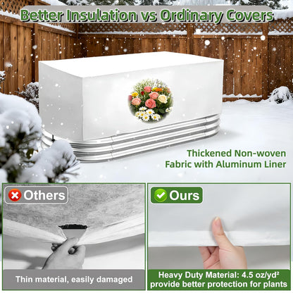 Plant Covers Freeze Protection, Rectangular Plant Cover for Winter, Frost Cloth Plant Freeze Protection for Outdoor Plants, Raised Garden Bed Cover,Winter Frost Blanket with Insulated Liner Drawstring