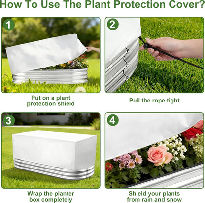 Plant Covers Freeze Protection, Rectangular Plant Cover for Winter, Frost Cloth Plant Freeze Protection for Outdoor Plants, Raised Garden Bed Cover,Winter Frost Blanket with Insulated Liner Drawstring