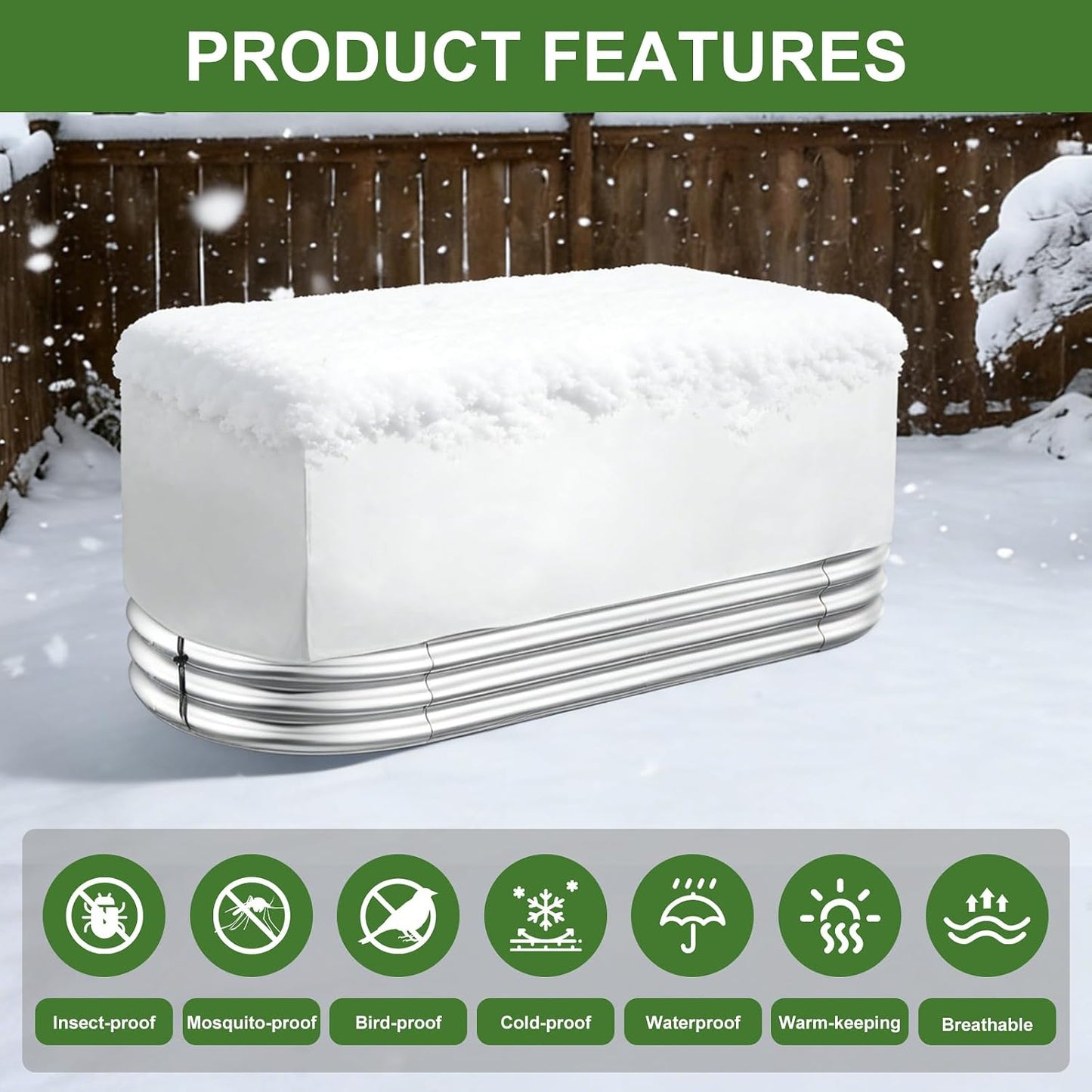 Plant Covers Freeze Protection, Rectangular Plant Cover for Winter, Frost Cloth Plant Freeze Protection for Outdoor Plants, Raised Garden Bed Cover,Winter Frost Blanket with Insulated Liner Drawstring