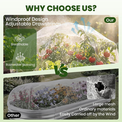 Plant Covers Freeze Protection, Rectangular Plant Cover for Winter, Frost Cloth Plant Freeze Protection for Outdoor Plants, Raised Garden Bed Cover,Winter Frost Blanket with Insulated Liner Drawstring