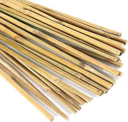 20 Pcs Natural Bamboo Stakes + 1 Roll Garden Ties, 18 Inches Bamboo Sticks Gardening Plant Support Stakes for Indoor Plants, Tomato, Potted Plants