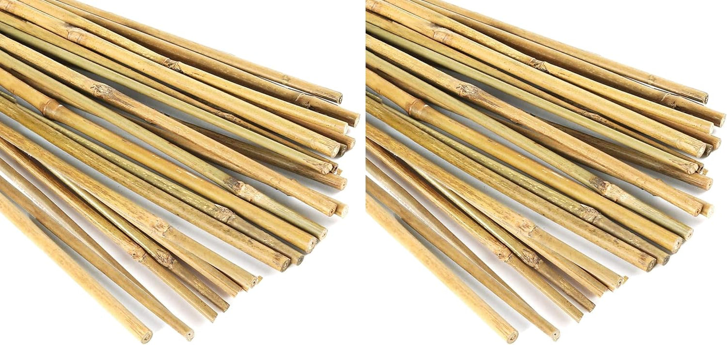 20 Pcs Natural Bamboo Stakes + 1 Roll Garden Ties, 18 Inches Bamboo Sticks Gardening Plant Support Stakes for Indoor Plants, Tomato, Potted Plants