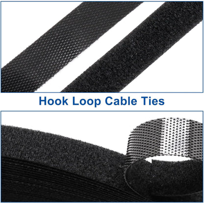 Plant Ties 131ft Feet, Plant Tape Reusable Nylon Hook and Loop Tape, Garden Strap for Climbing Plants Supports, Tree Ties for Flower Vine Tomato Branches, Cable Wire (Black)