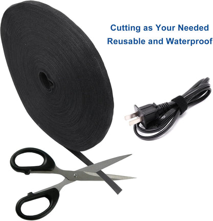 Plant Ties 131ft Feet, Plant Tape Reusable Nylon Hook and Loop Tape, Garden Strap for Climbing Plants Supports, Tree Ties for Flower Vine Tomato Branches, Cable Wire (Black)