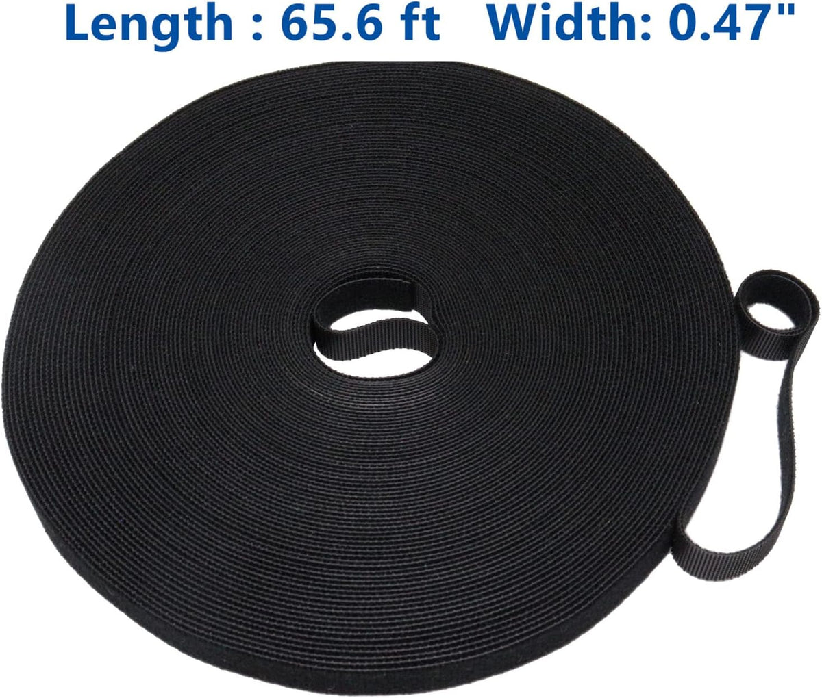 Plant Ties 131ft Feet, Plant Tape Reusable Nylon Hook and Loop Tape, Garden Strap for Climbing Plants Supports, Tree Ties for Flower Vine Tomato Branches, Cable Wire (Black)