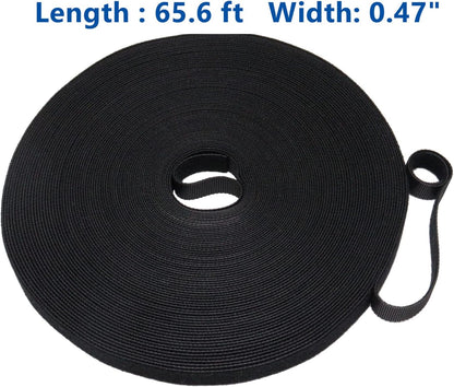 Plant Ties 131ft Feet, Plant Tape Reusable Nylon Hook and Loop Tape, Garden Strap for Climbing Plants Supports, Tree Ties for Flower Vine Tomato Branches, Cable Wire (Black)