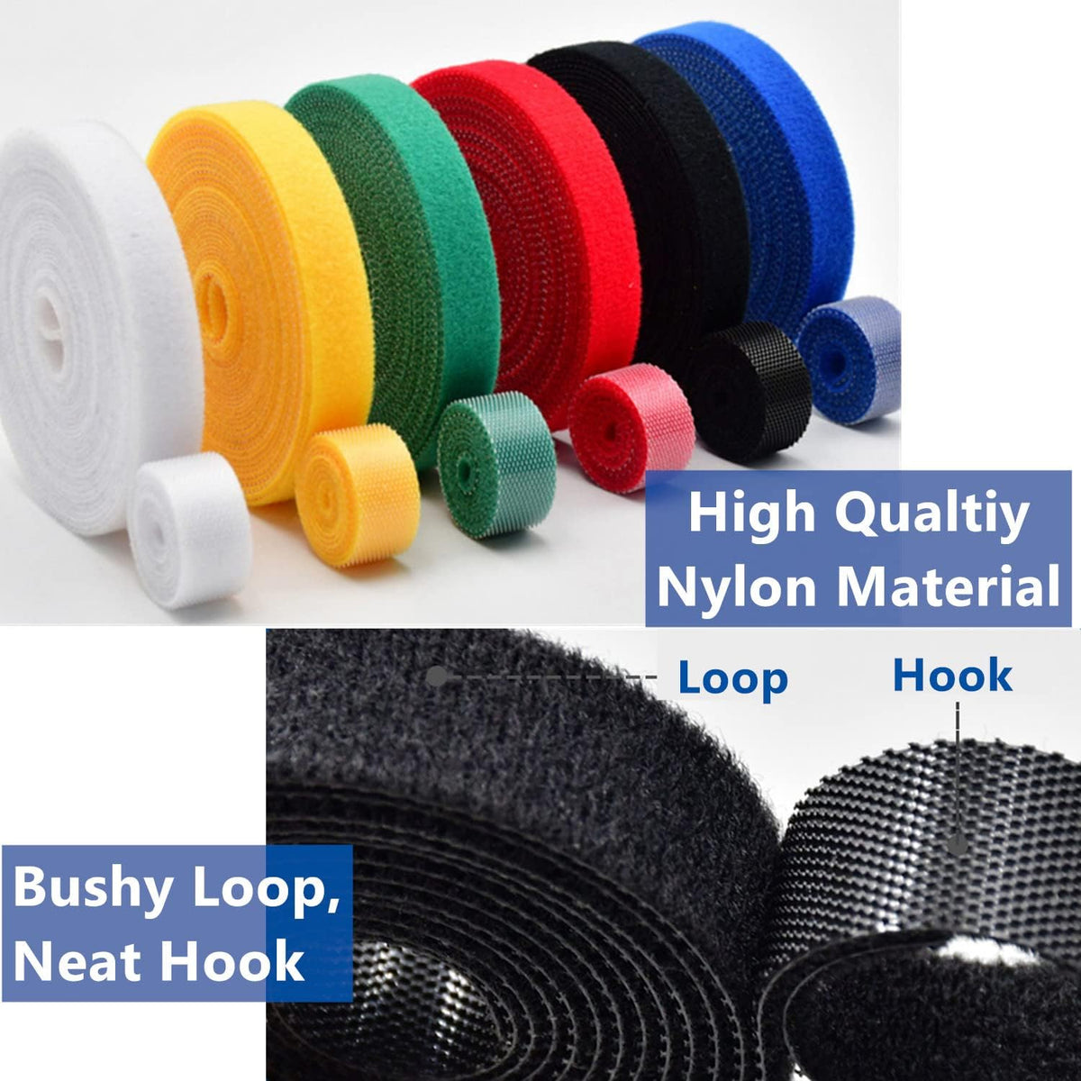 Plant Ties 131ft Feet, Plant Tape Reusable Nylon Hook and Loop Tape, Garden Strap for Climbing Plants Supports, Tree Ties for Flower Vine Tomato Branches, Cable Wire (Black)