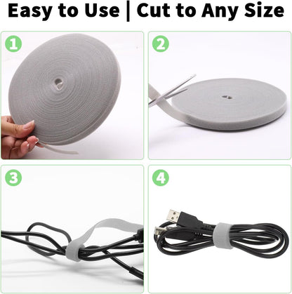 Plant Ties 131ft Feet, Plant Tape Reusable Nylon Hook and Loop Tape, Garden Strap for Climbing Plants Supports, Tree Ties for Flower Vine Tomato Branches, Cable Wire (Black)