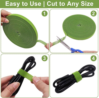 Plant Ties 131ft Feet, Plant Tape Reusable Nylon Hook and Loop Tape, Garden Strap for Climbing Plants Supports, Tree Ties for Flower Vine Tomato Branches, Cable Wire (Black)