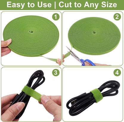 Plant Ties 131ft Feet, Plant Tape Reusable Nylon Hook and Loop Tape, Garden Strap for Climbing Plants Supports, Tree Ties for Flower Vine Tomato Branches, Cable Wire (Black)
