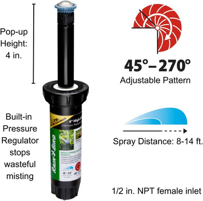 8SAPROPR HE Pro Rotary Sprinkler, Adj 45-270°, 8-14 Feet, 4"