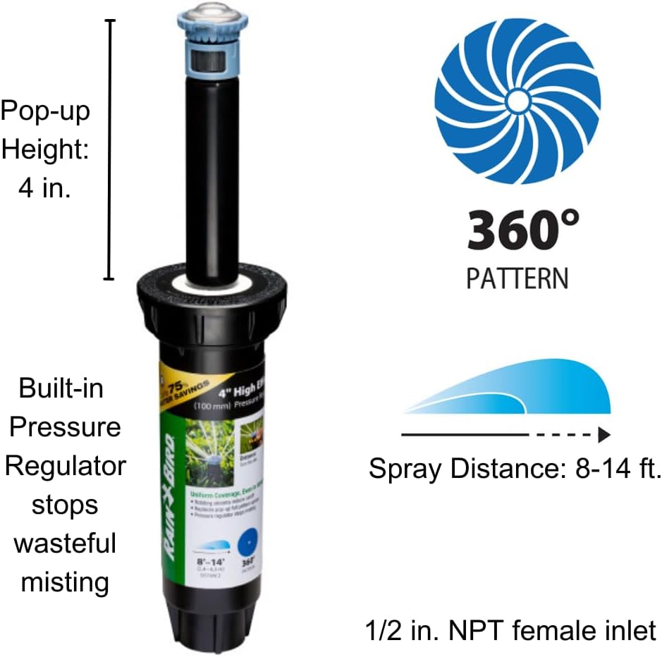 8SAPROPR HE Pro Rotary Sprinkler, Adj 45-270°, 8-14 Feet, 4"