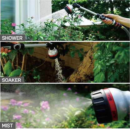 98653 Pro Metal 6-Pattern 18” Watering Wand and Metal Garden Nozzle Value Bundle