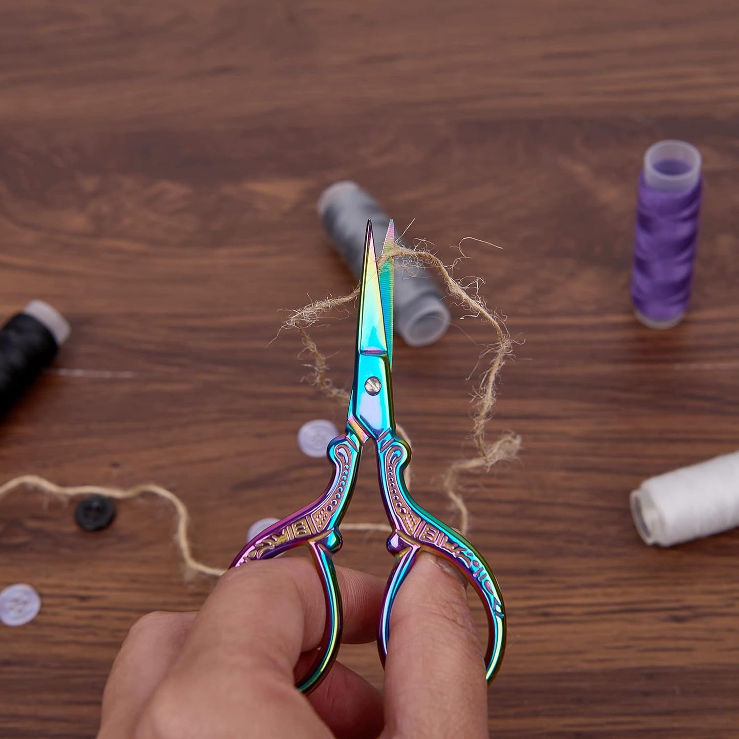 3.6 inch Small Titanium Scissors with Cover, Mini Scissors in a Pouch, All Purpose Everyday Use, Titanium Color