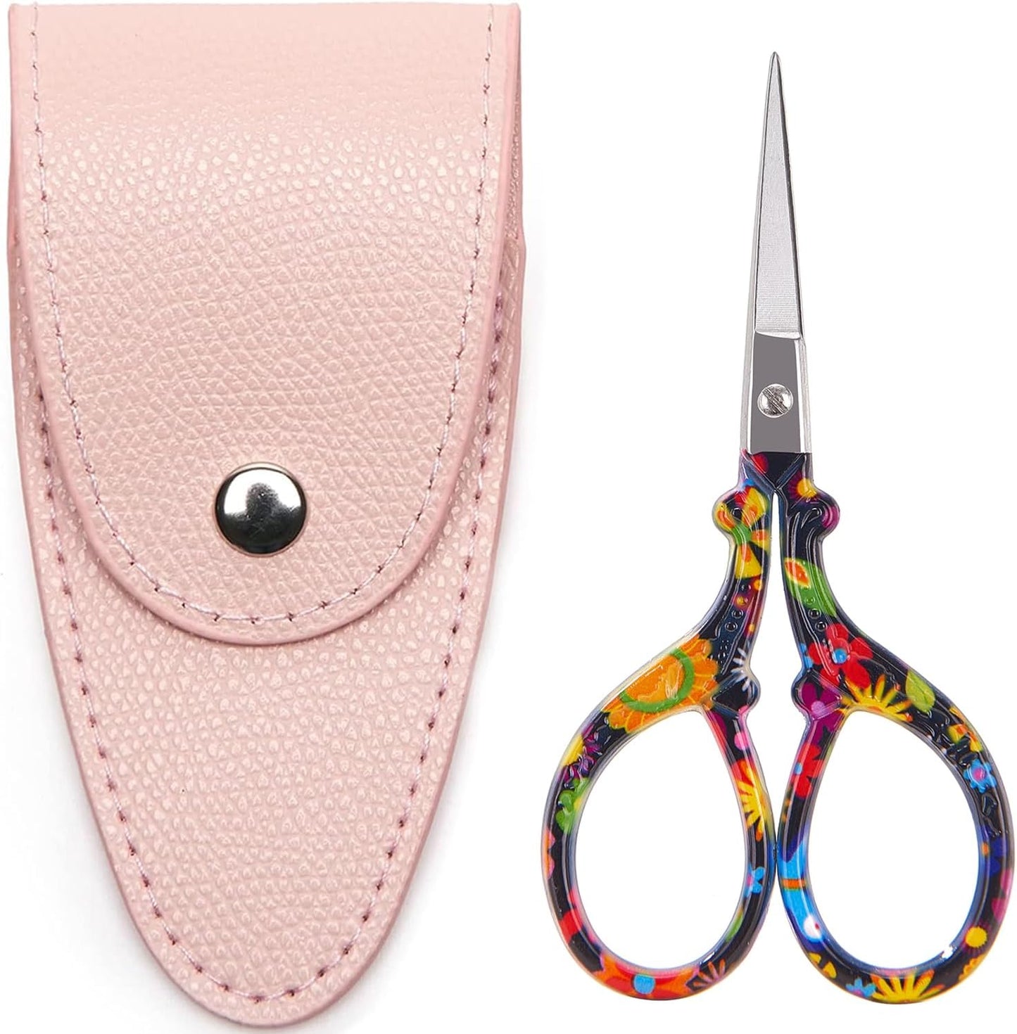 3.6 inch Small Titanium Scissors with Cover, Mini Scissors in a Pouch, All Purpose Everyday Use, Titanium Color