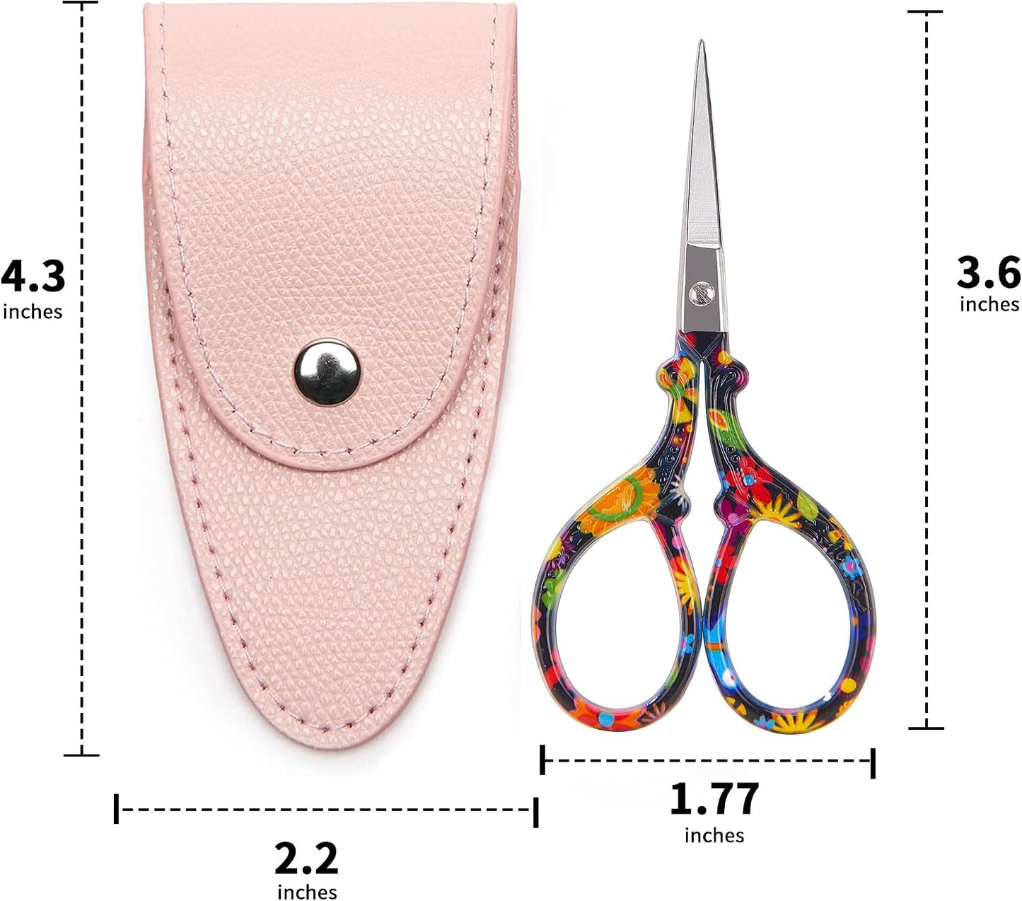 3.6 inch Small Titanium Scissors with Cover, Mini Scissors in a Pouch, All Purpose Everyday Use, Titanium Color