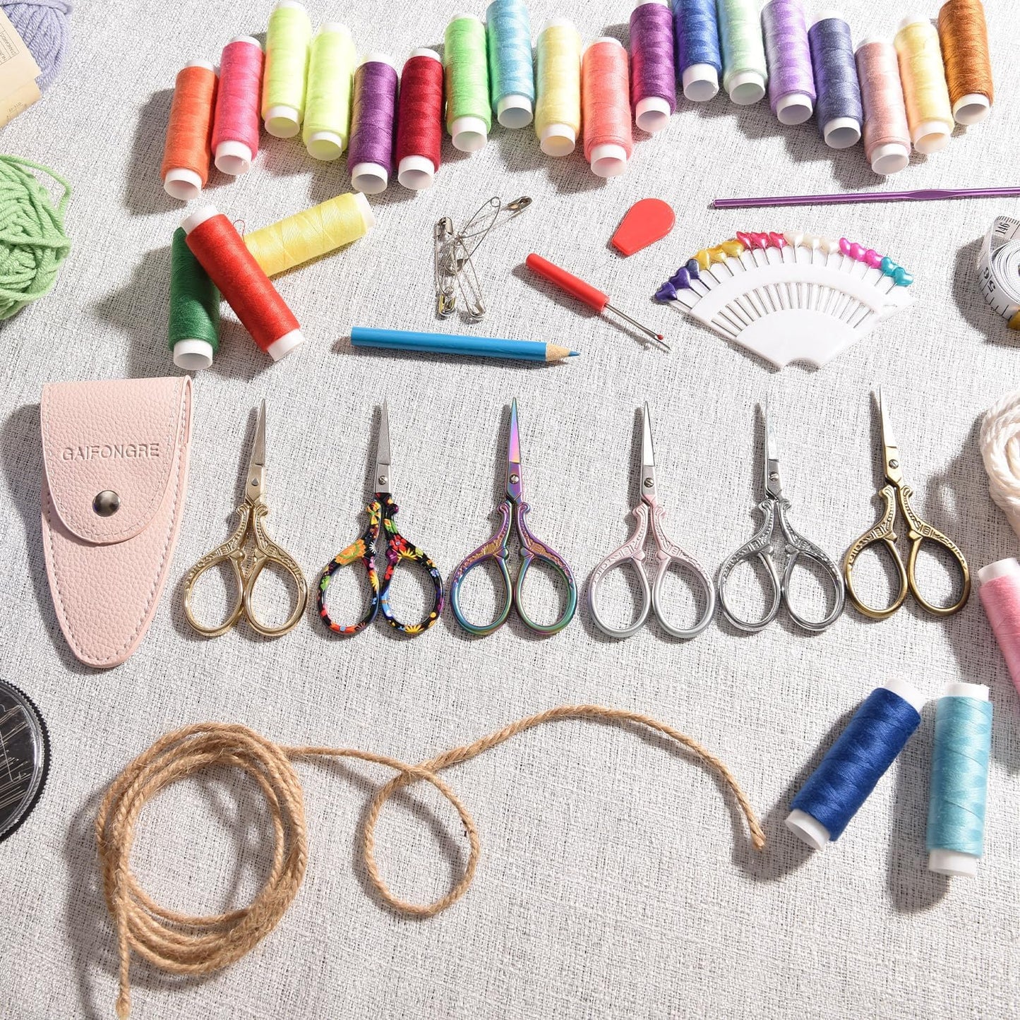 3.6 inch Small Titanium Scissors with Cover, Mini Scissors in a Pouch, All Purpose Everyday Use, Titanium Color