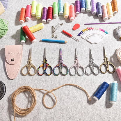 3.6 inch Small Titanium Scissors with Cover, Mini Scissors in a Pouch, All Purpose Everyday Use, Titanium Color