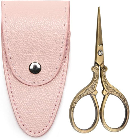 3.6 inch Small Titanium Scissors with Cover, Mini Scissors in a Pouch, All Purpose Everyday Use, Titanium Color