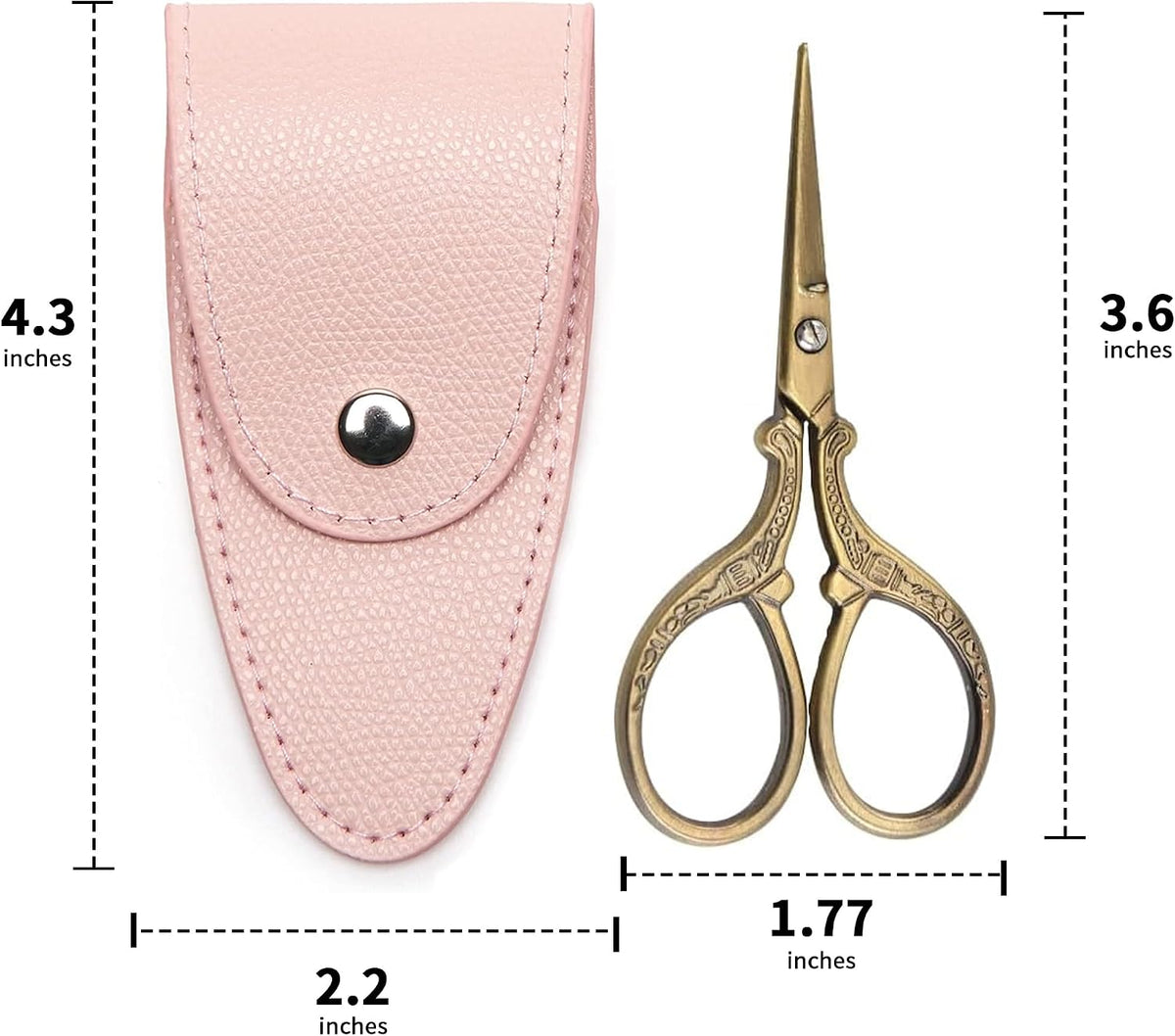 3.6 inch Small Titanium Scissors with Cover, Mini Scissors in a Pouch, All Purpose Everyday Use, Titanium Color