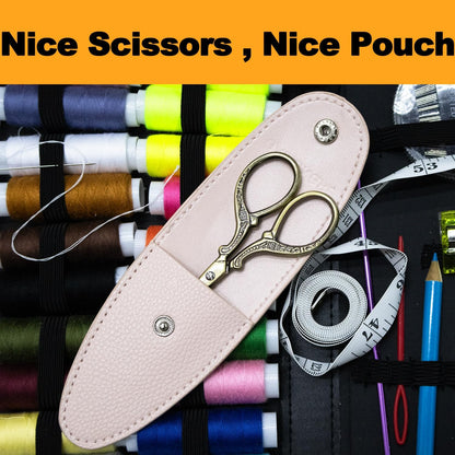 3.6 inch Small Titanium Scissors with Cover, Mini Scissors in a Pouch, All Purpose Everyday Use, Titanium Color