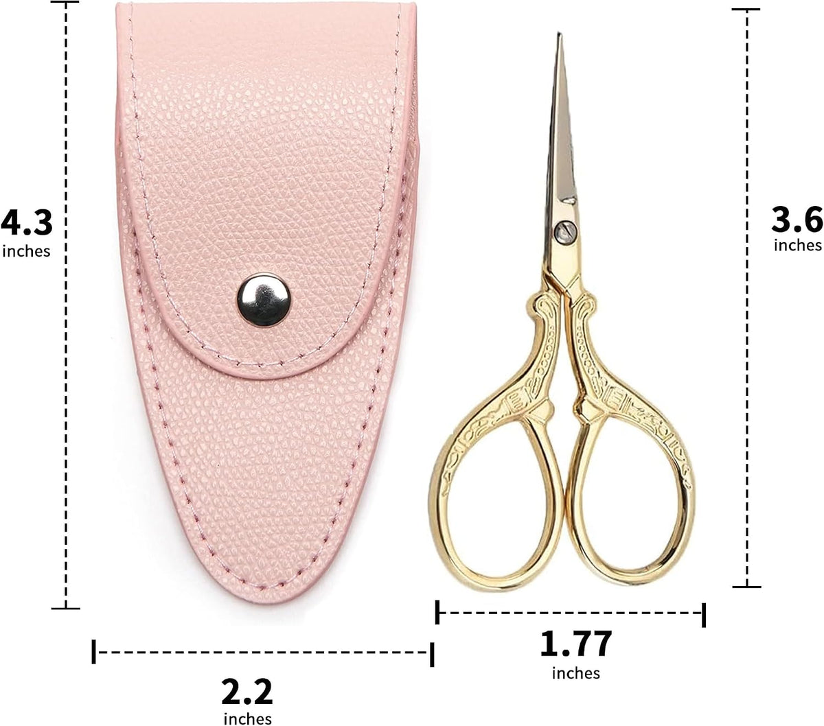 3.6 inch Small Titanium Scissors with Cover, Mini Scissors in a Pouch, All Purpose Everyday Use, Titanium Color
