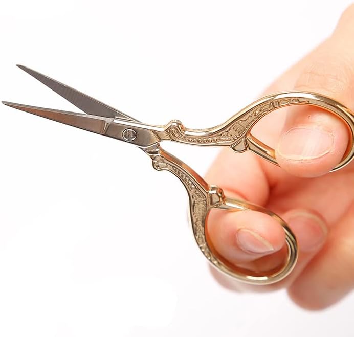 3.6 inch Small Titanium Scissors with Cover, Mini Scissors in a Pouch, All Purpose Everyday Use, Titanium Color